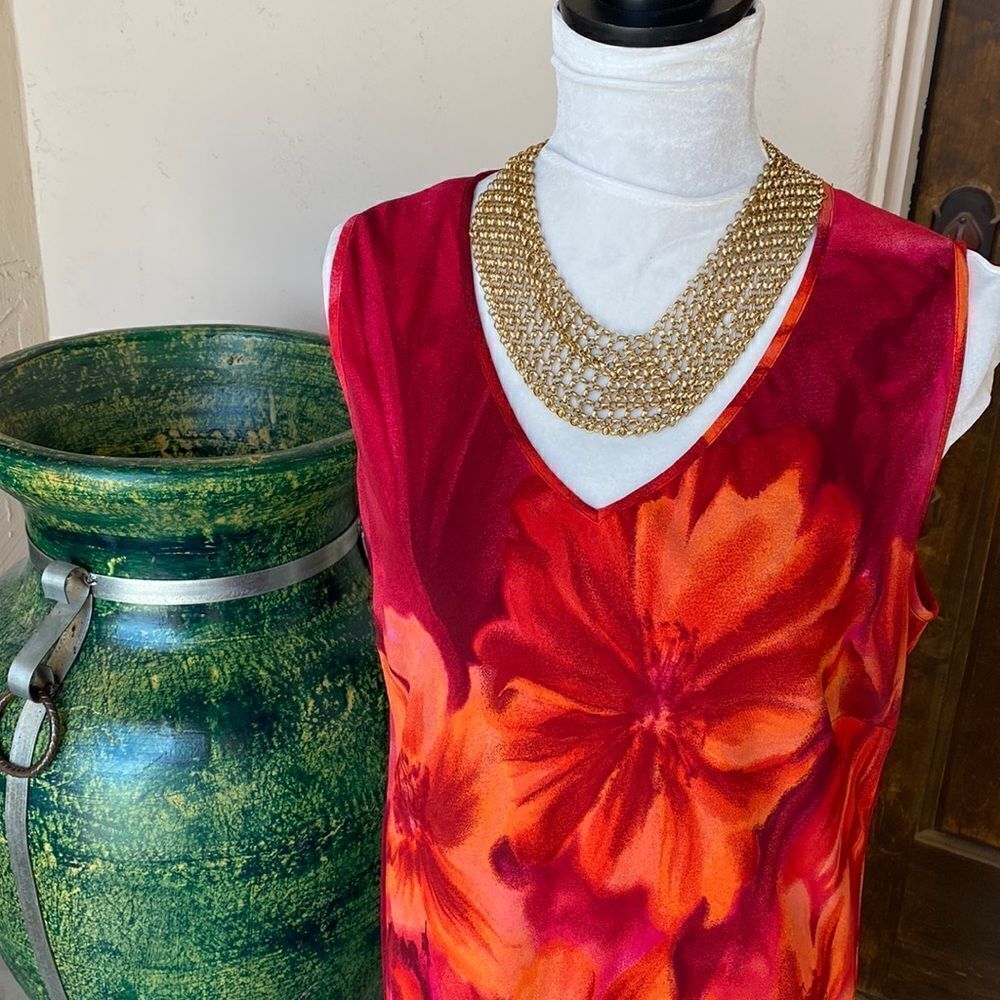 Karen Kane floral fully lined shift style dress size OX